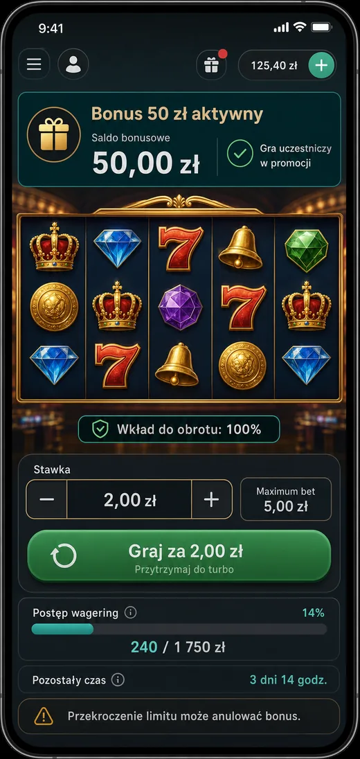 Bonus 50 zł bez depozytu podczas gry