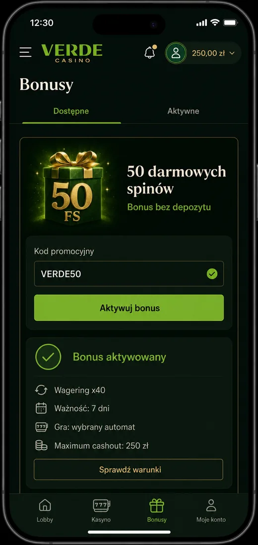 Aktywacja bonusu bez depozytu